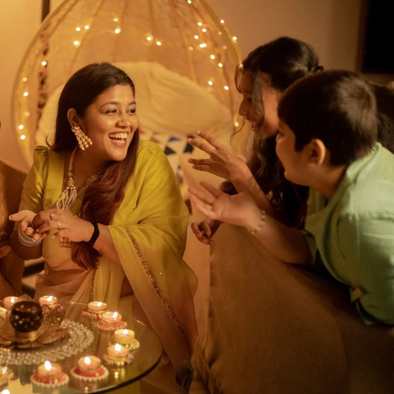 Family Celebrating Diwali