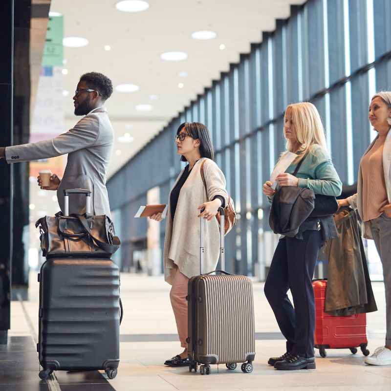 Person at Airport with coffee